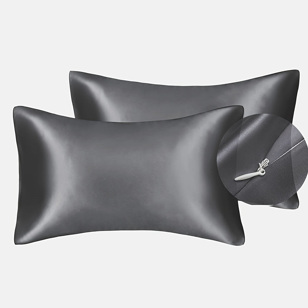 2pcs Luxury Polyester Pillowcase with Zipper close