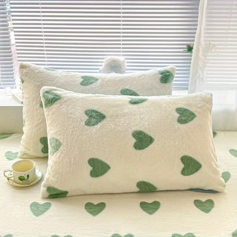 2pcs Thickened Soft Pillowcases, Love Pillowcase, High Gram Weight Long Plush, Thickened Warm, Machine Washable