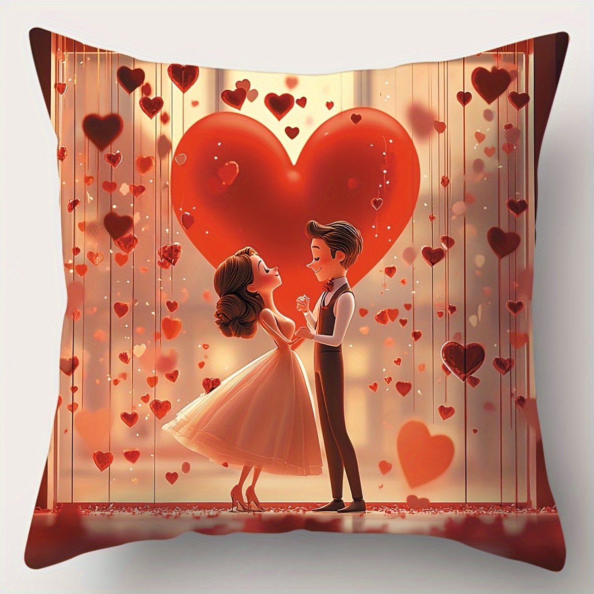 4pcs Couple Love Pillow Covers, Single-Sided Print, 2D Printed Pillowcases, Soft Short Plush, Multiple Sizes, Machine Washable for Outdoor/Indoor Decor, Bedroom, Living Room, Sofa and Bed Decoration, Suitable for Daily Use/V-Day/Mother'S Day/Independence