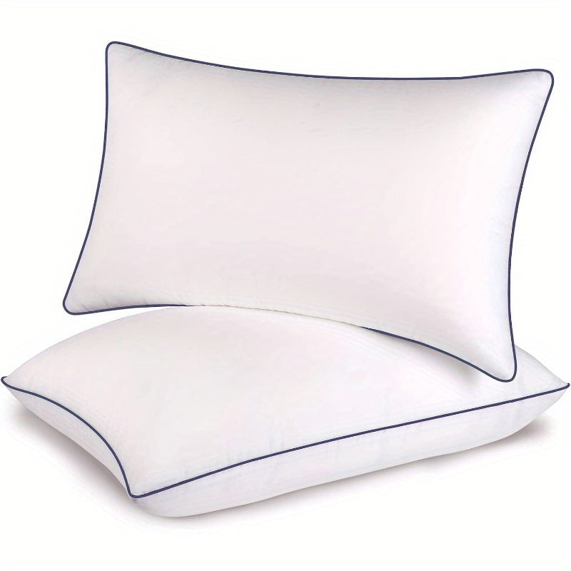 Set of 2 Cooling Bed Pillows - Hotel Quality Luxury Sleeping Pillows with Breathable Support, Elegant White Pillowcases for Home & Hotel Use - Durable Non- Fabric, Easy-Clean Design for Side/Back/Stomach Sleepers - Ideal for Couples & Guest Rooms, Pillows