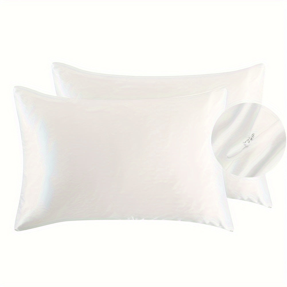 2pcs Luxury Polyester Pillowcase with Zipper close