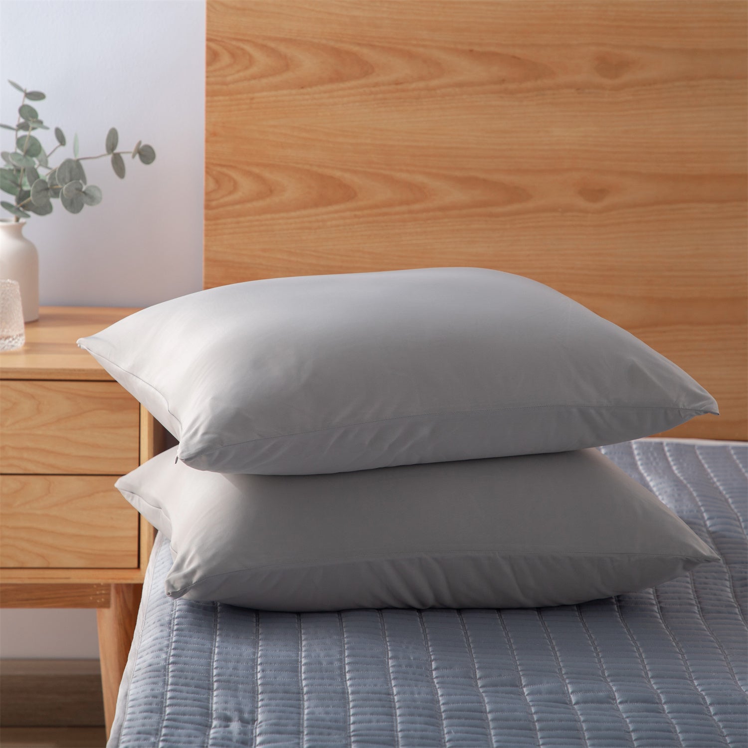 2pcs Cooling Pillowcase Set - Ultra-Soft, Moisture-Wicking & Hypoallergenic for Hair Pillow Covers - Hidden Zipper Closure Design - Ideal for Hot Sleepers in Summer Nights for Home, Guest Room, RV, Camper, Cabin, Travel and College Dorm Bedroom Decor and