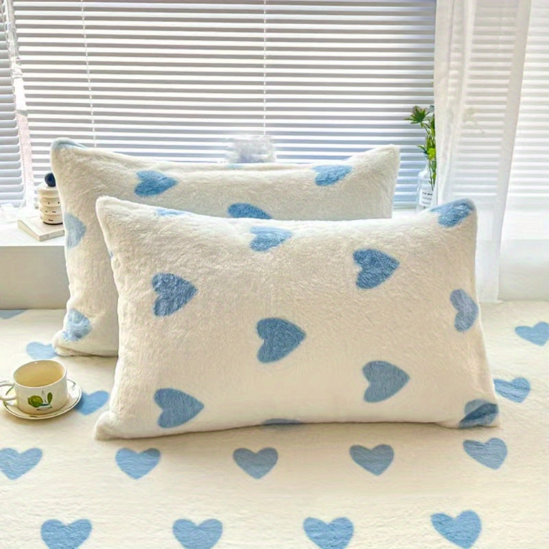 2pcs Thickened Soft Pillowcases, Love Pillowcase, High Gram Weight Long Plush, Thickened Warm, Machine Washable