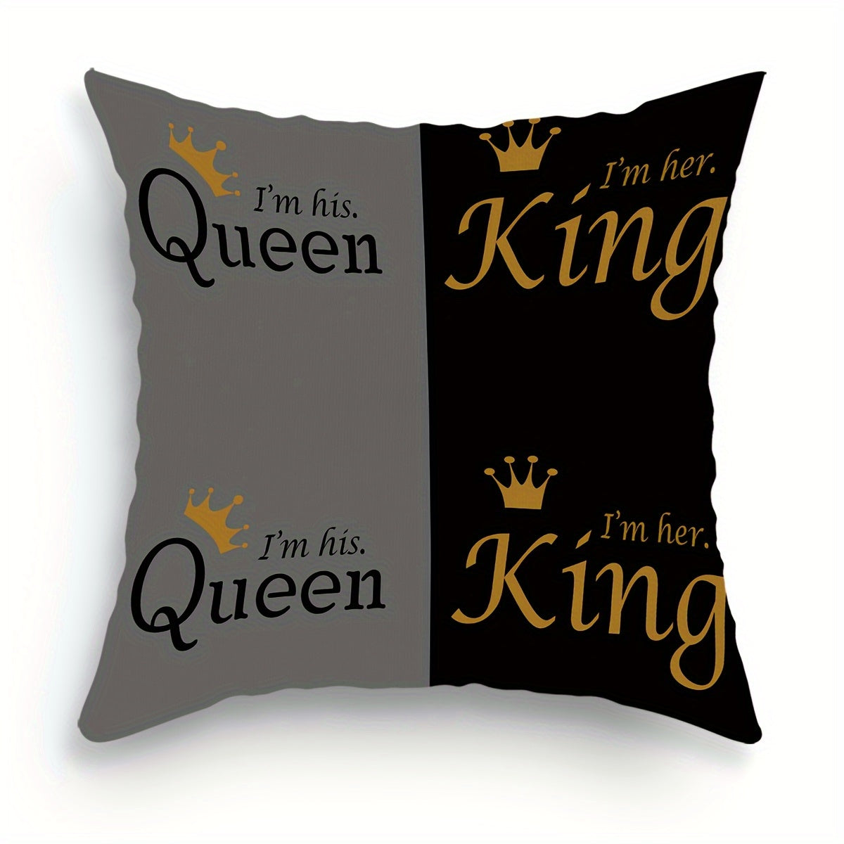 1pc His & Hers Royal Couple Pillowcase - Queen and King Crown Design, Soft Plush Cushion Case with Zipper Closure, Wedding/Anniversary/Valentine'S Gift for Couples - Elegant Bedroom Decor for King & Queen Beds - Romantic Home Decoration, Anniversary