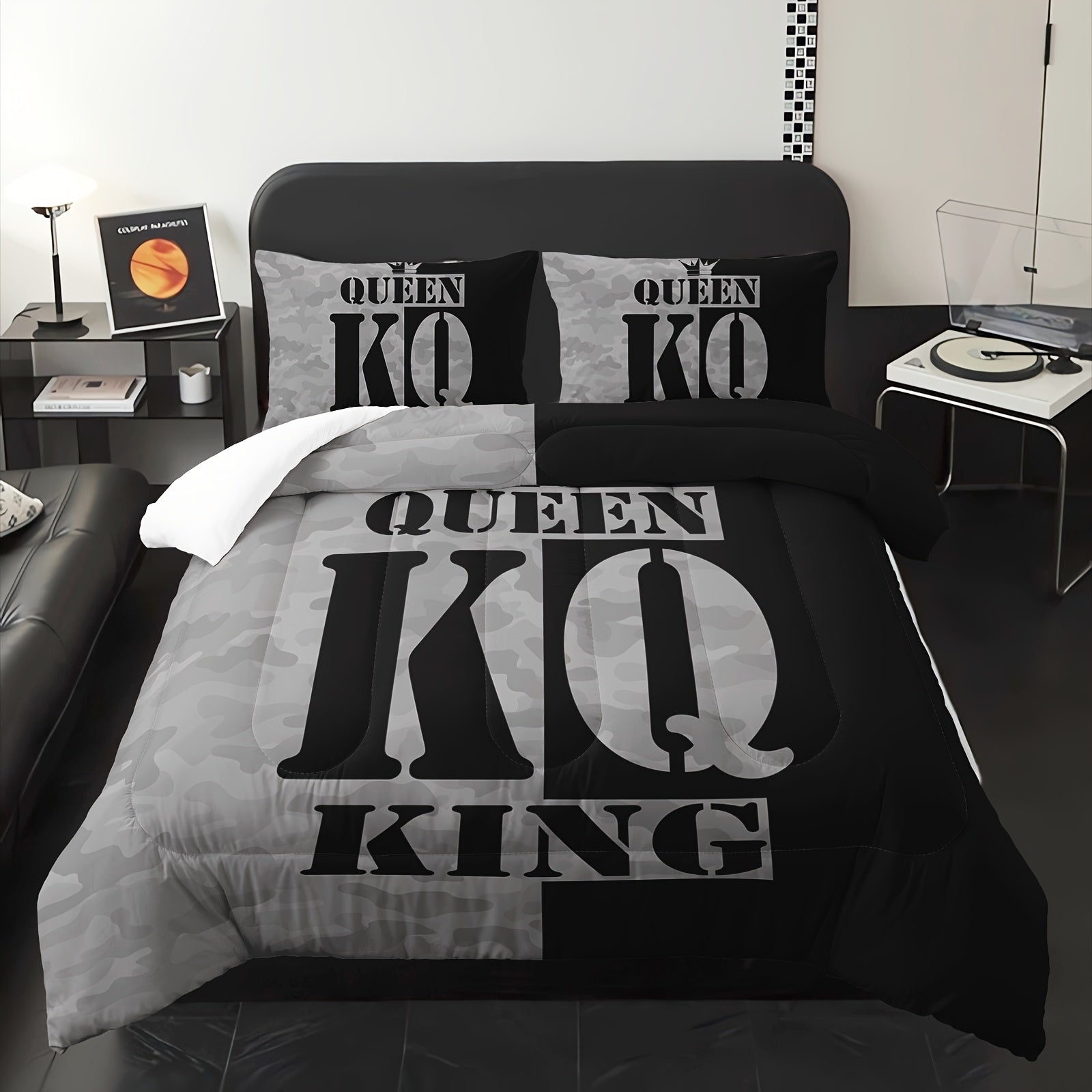 3pcs Crown Comforter Set Queen Size, King And Queen Comforter, Couple Bedding For Women Husband Wife Mr Mrs, Heart Shape Quilt With 2 Pillowcases