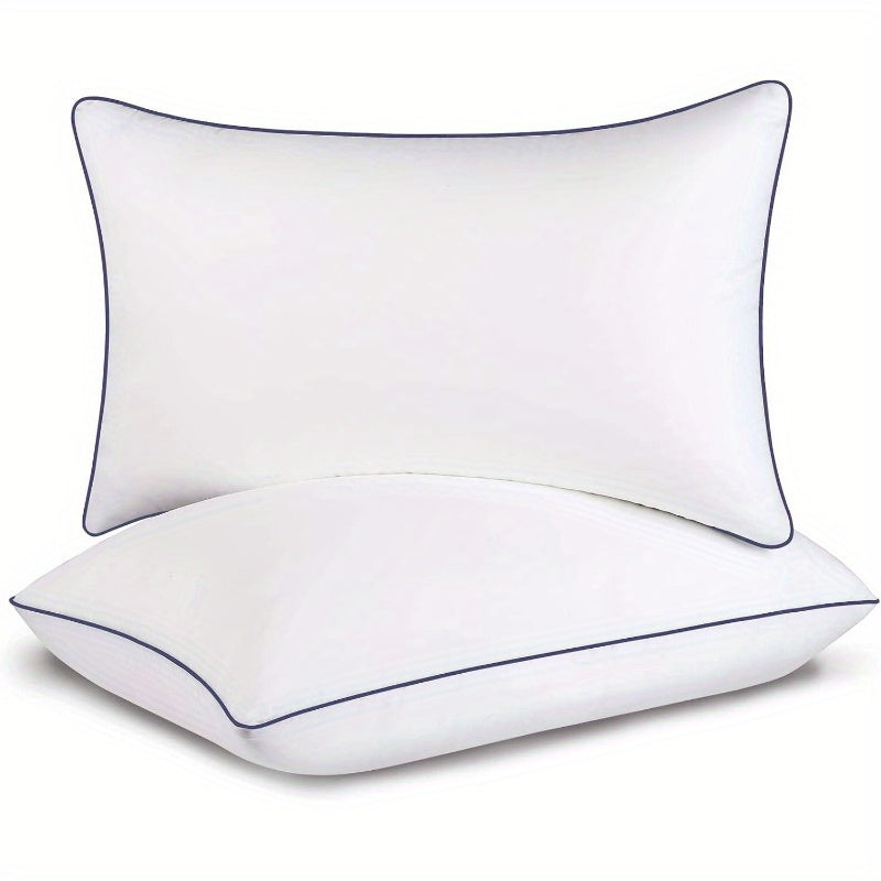 Set of 2 Cooling Bed Pillows - Hotel Quality Luxury Sleeping Pillows with Breathable Support, Elegant White Pillowcases for Home & Hotel Use - Durable Non- Fabric, Easy-Clean Design for Side/Back/Stomach Sleepers - Ideal for Couples & Guest Rooms, Pillows