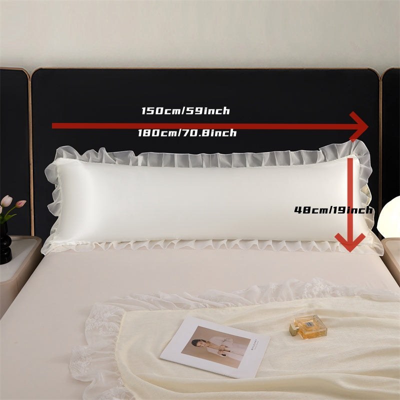 1pc Ice Sliky Fiber Pillowcase - Quilted Satin Fabric with Floral Pattern, Machine Washable, Soft & Breathable for Couples, Bedding & Home Decor