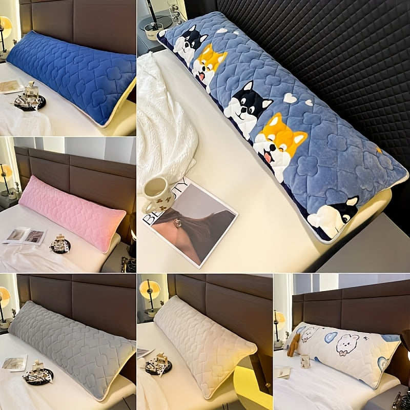 1pc Milk Velvet Fleece Pillowcase, Large Size, Skin-Friendly, Double Pillowcase for Couples, Winter Thickened, 1, 78.74inch/1, 196.85inch/1, 314.96inch, Machine Washable, Polyester 100, No Print, Fabric, 350-400gsm, with Pillow Insert Not Included