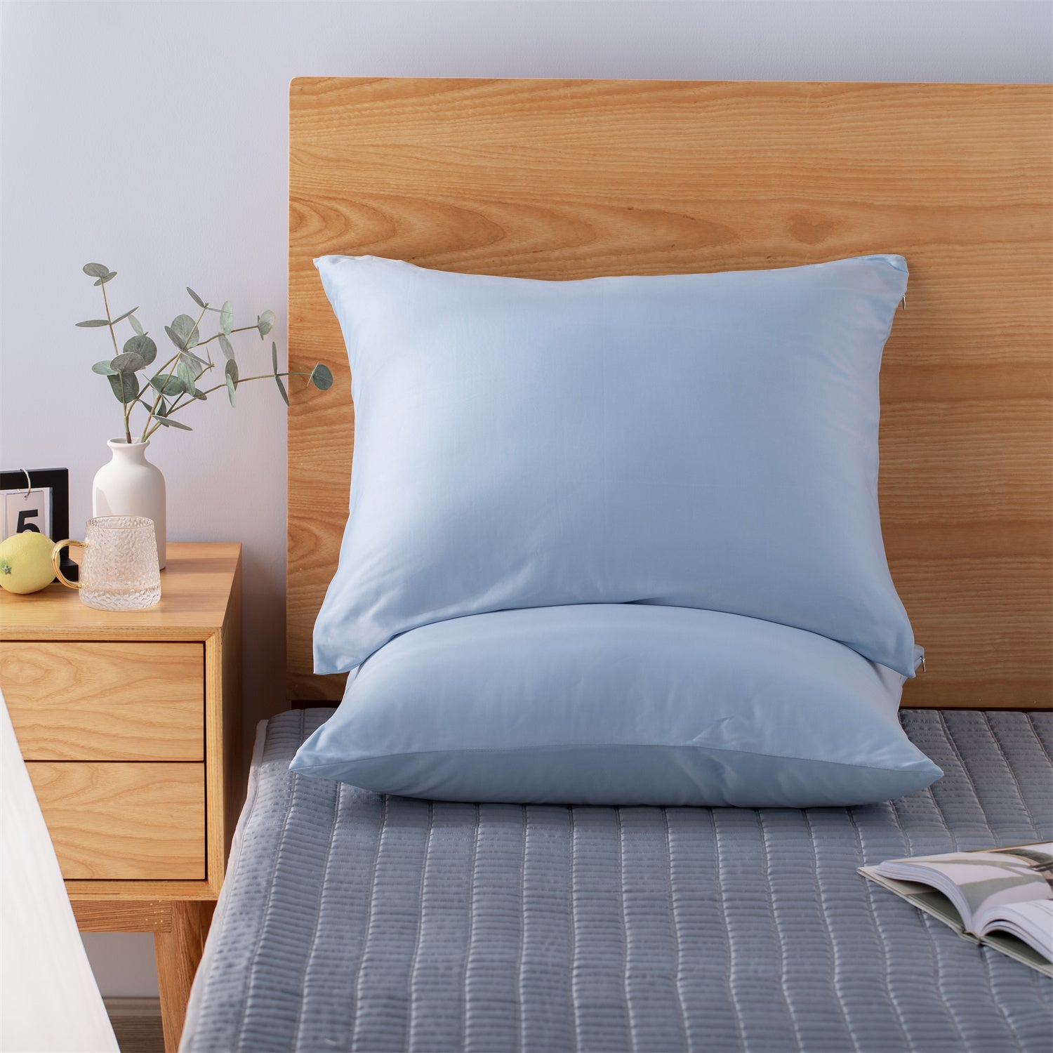 2pcs Cooling Pillowcase Set - Ultra-Soft, Moisture-Wicking & Hypoallergenic for Hair Pillow Covers - Hidden Zipper Closure Design - Ideal for Hot Sleepers in Summer Nights for Home, Guest Room, RV, Camper, Cabin, Travel and College Dorm Bedroom Decor and