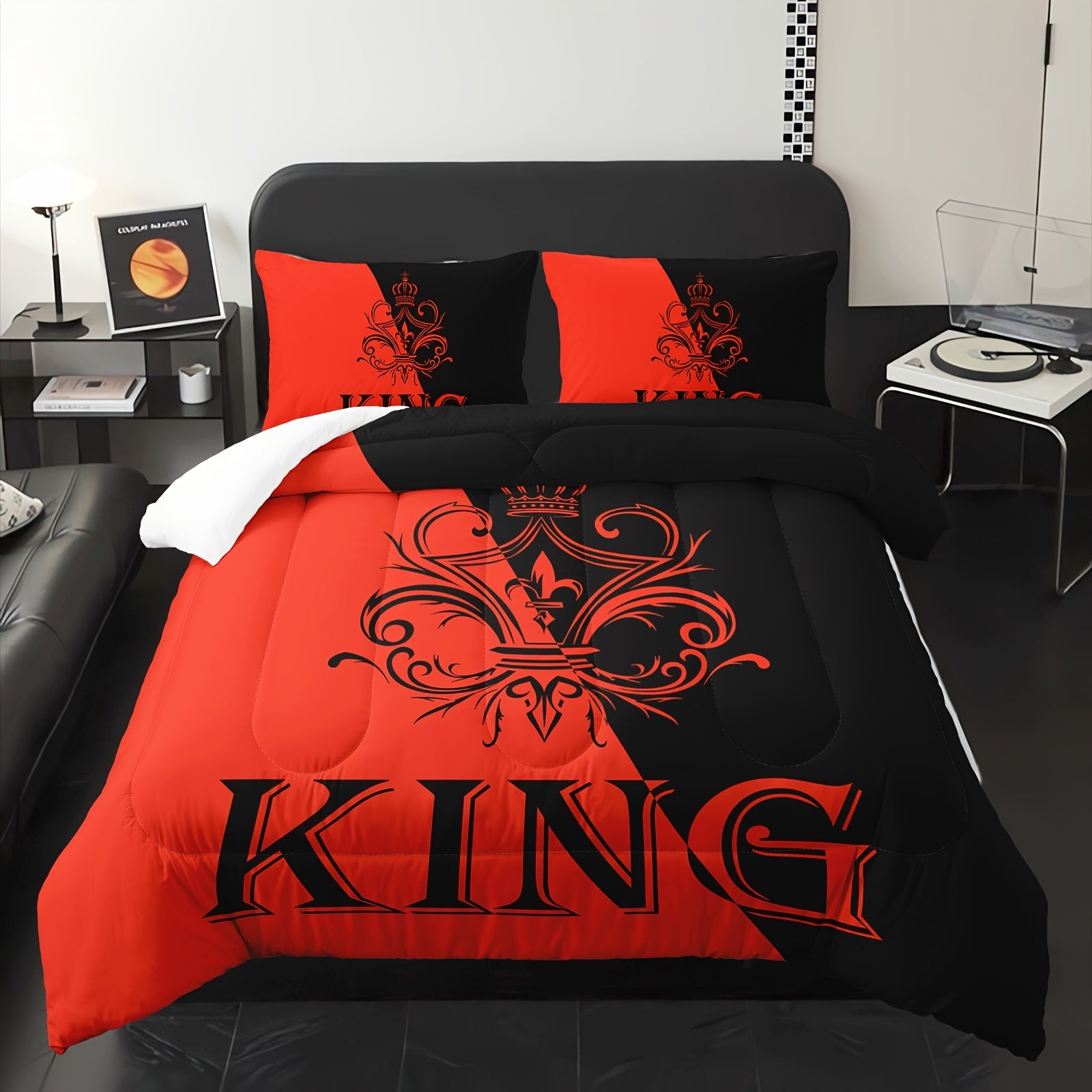 3pcs Crown Comforter Set Queen Size, King And Queen Comforter, Couple Bedding For Women Husband Wife Mr Mrs, Heart Shape Quilt With 2 Pillowcases