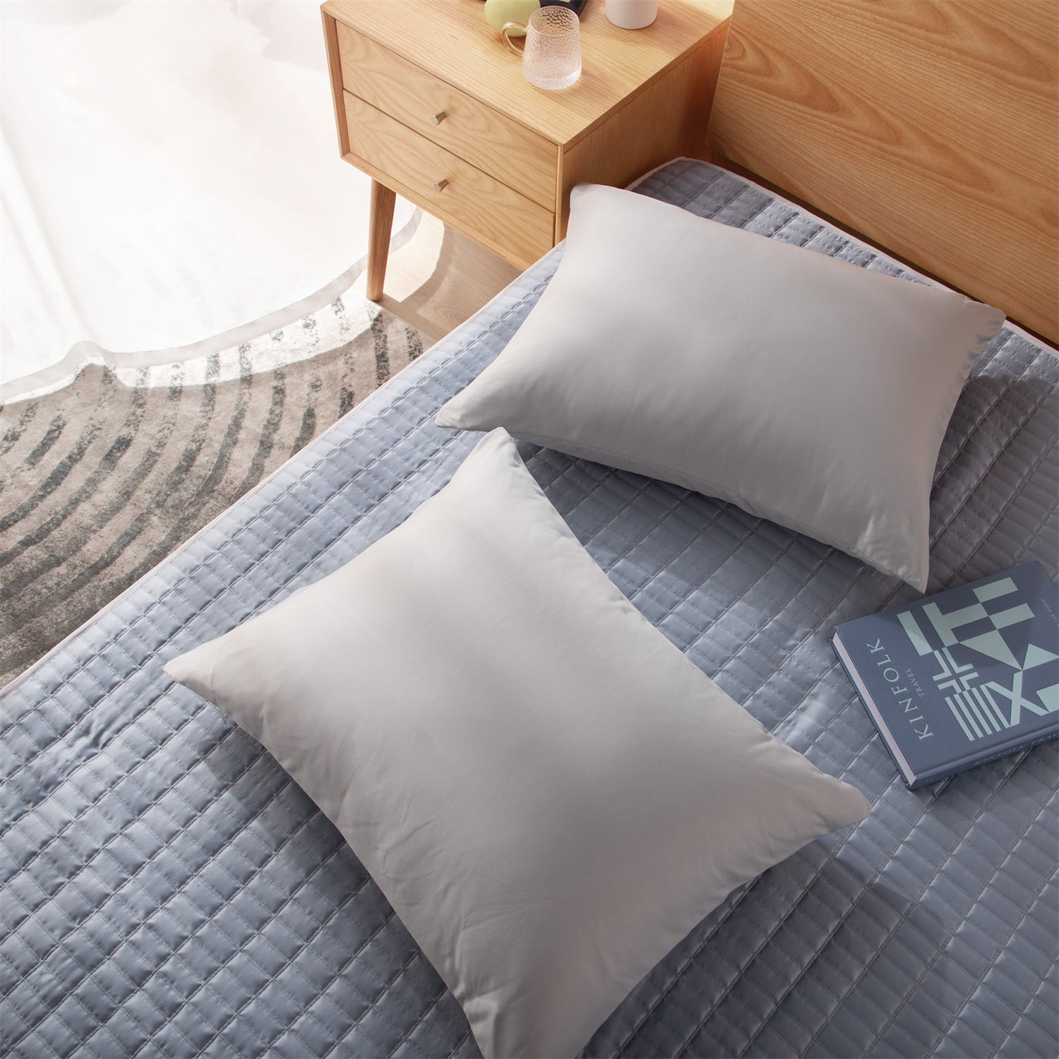 2pcs Cooling Pillowcase Set - Ultra-Soft, Moisture-Wicking & Hypoallergenic for Hair Pillow Covers - Hidden Zipper Closure Design - Ideal for Hot Sleepers in Summer Nights for Home, Guest Room, RV, Camper, Cabin, Travel and College Dorm Bedroom Decor and