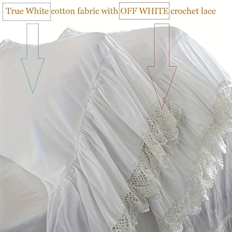 White Pillowcases Vintage Farmhouse Crochet Pillow Cover Shams Set Of 2