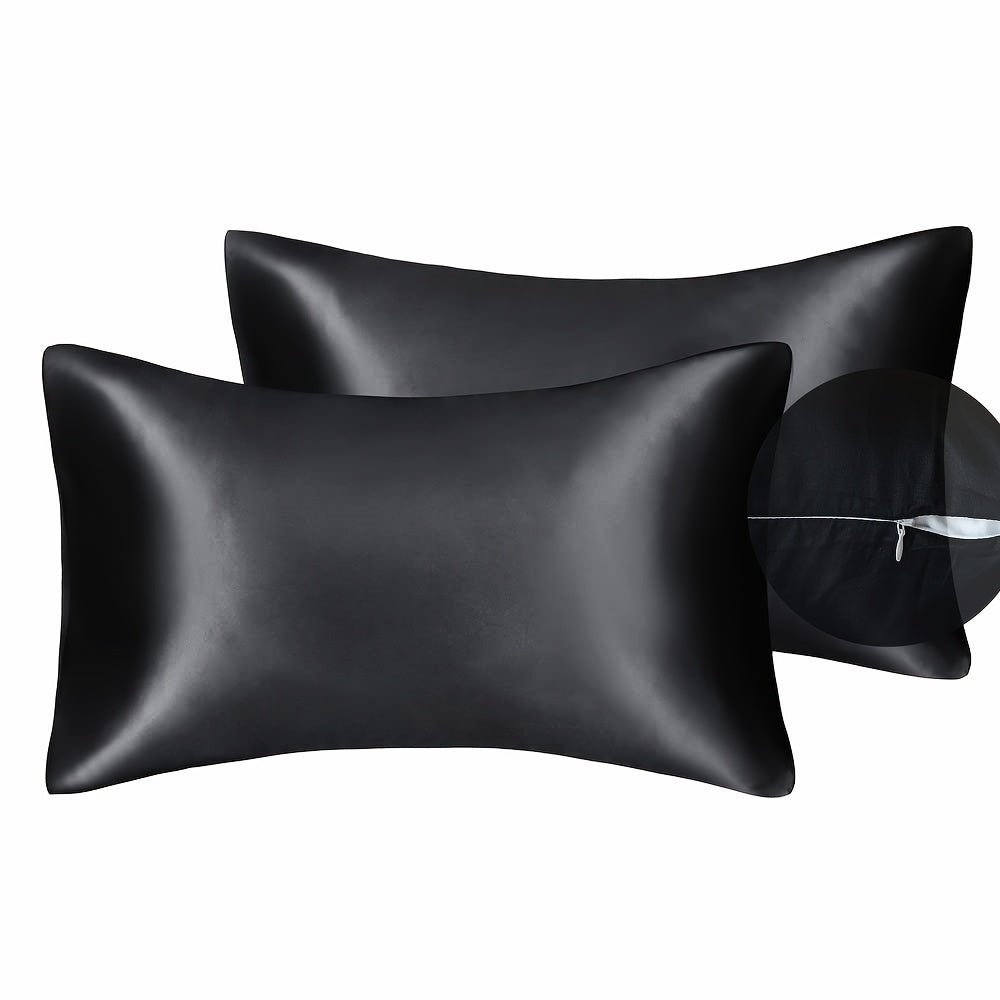 2pcs Luxury Polyester Pillowcase with Zipper close