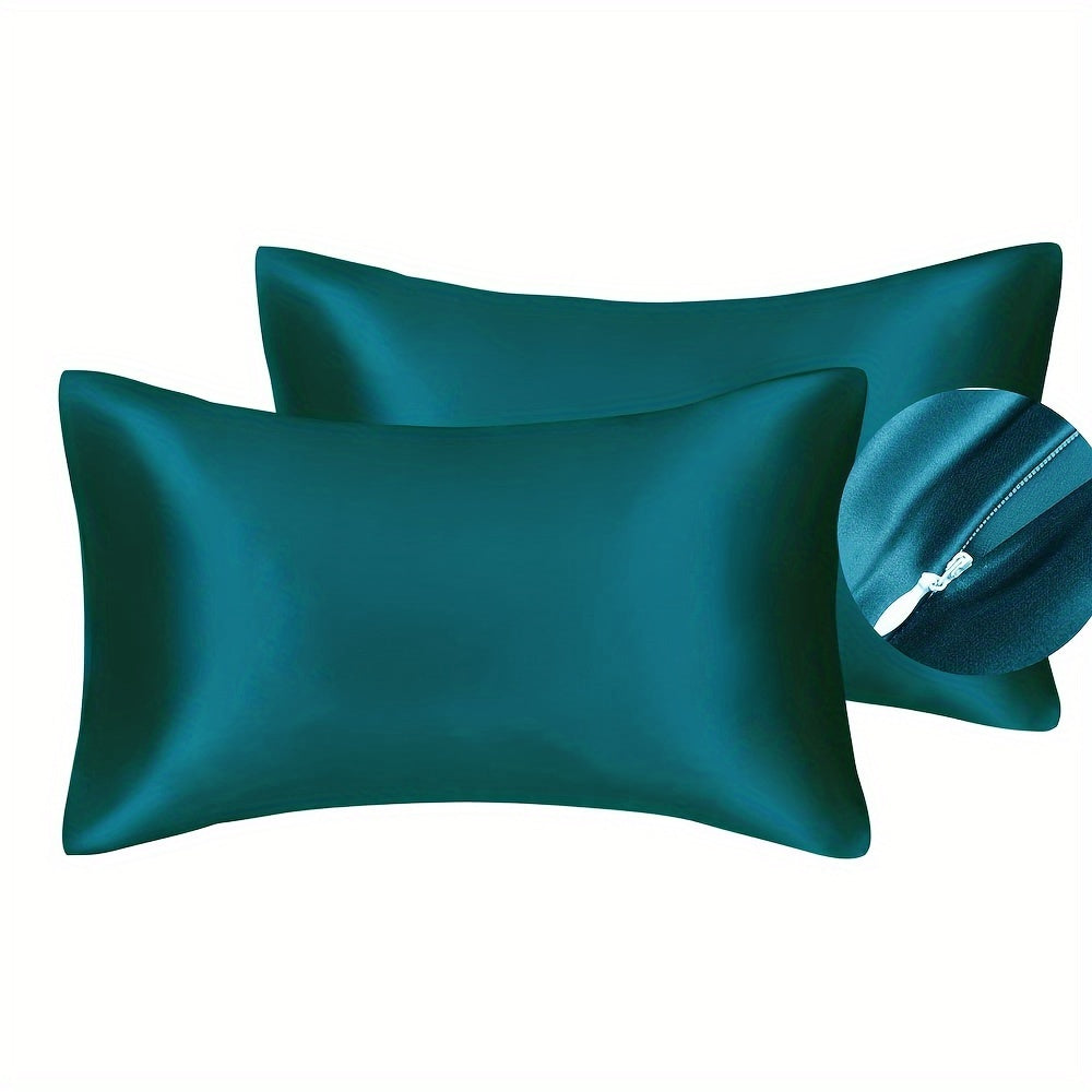 2pcs Luxury Polyester Pillowcase with Zipper close