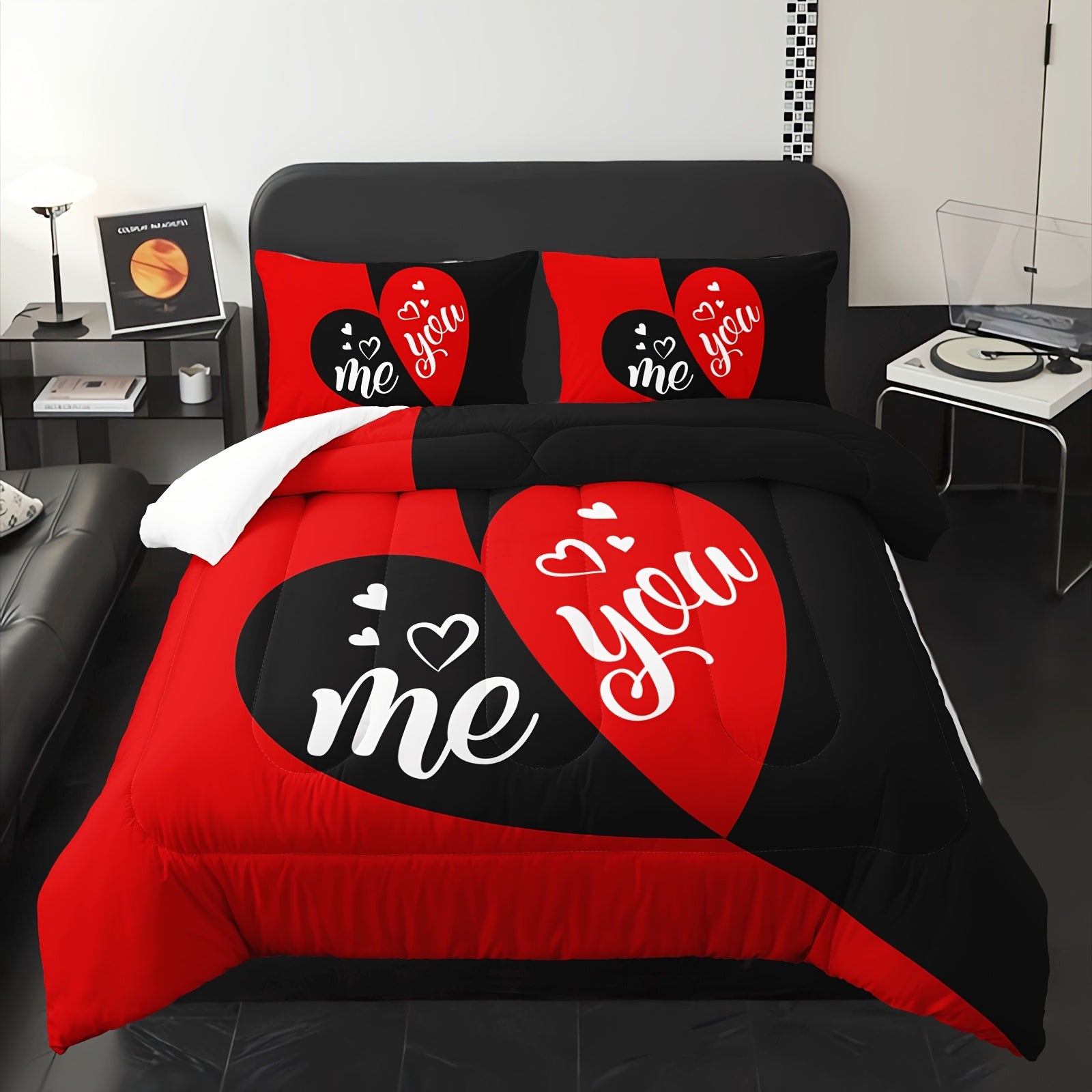 3pcs Crown Comforter Set Queen Size, King And Queen Comforter, Couple Bedding For Women Husband Wife Mr Mrs, Heart Shape Quilt With 2 Pillowcases