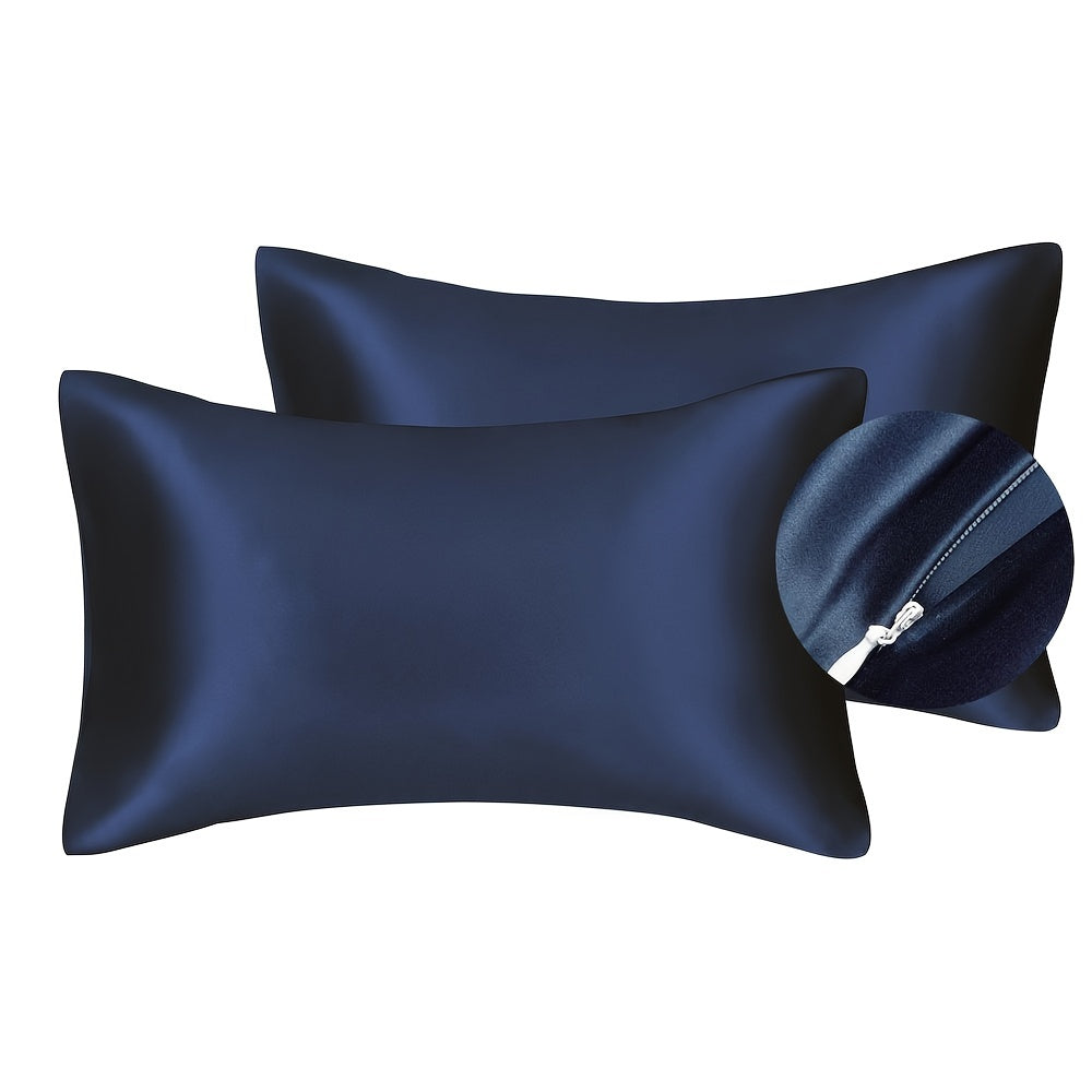 2pcs Luxury Polyester Pillowcase with Zipper close
