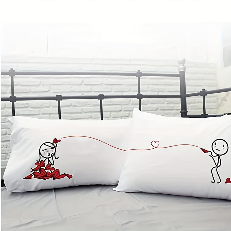 2pcs Ties Us Together Couple Pillowcases-Gifts for Him, Boyfriend, Husband, Anniversary, Christmas, Engagement, Gifts for Knitters, Halloween, Valentine Pillow Cover Romantic Home Decor