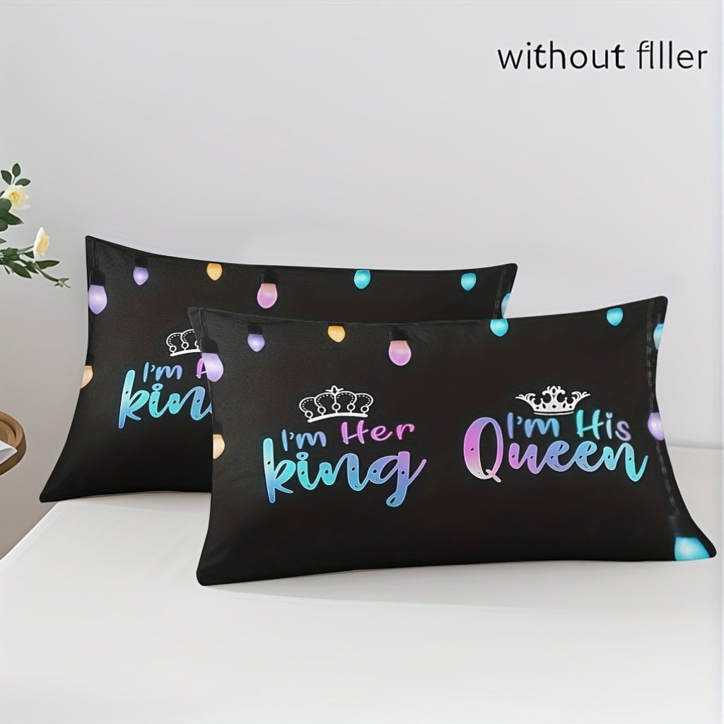 3pcs Couple Duvet Cover Set, Soft High-Definition Digital Print, Black With Colorful Text, Breathable Polyester, Perfect Gift For All Seasons, Machine Washable (1 Duvet Cover + 2 Pillowcases, No Insert)