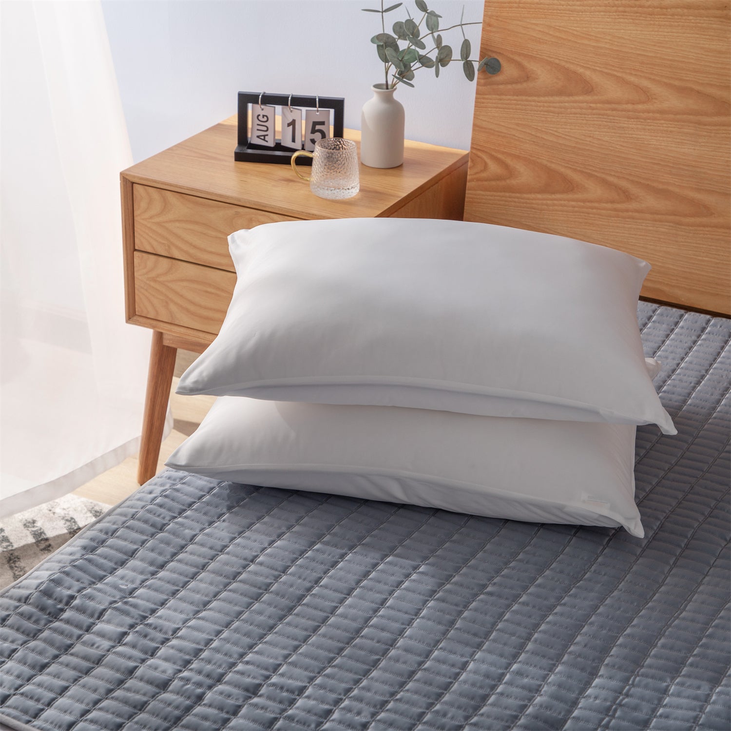 2pcs Cooling Pillowcase Set - Ultra-Soft, Moisture-Wicking & Hypoallergenic for Hair Pillow Covers - Hidden Zipper Closure Design - Ideal for Hot Sleepers in Summer Nights for Home, Guest Room, RV, Camper, Cabin, Travel and College Dorm Bedroom Decor and