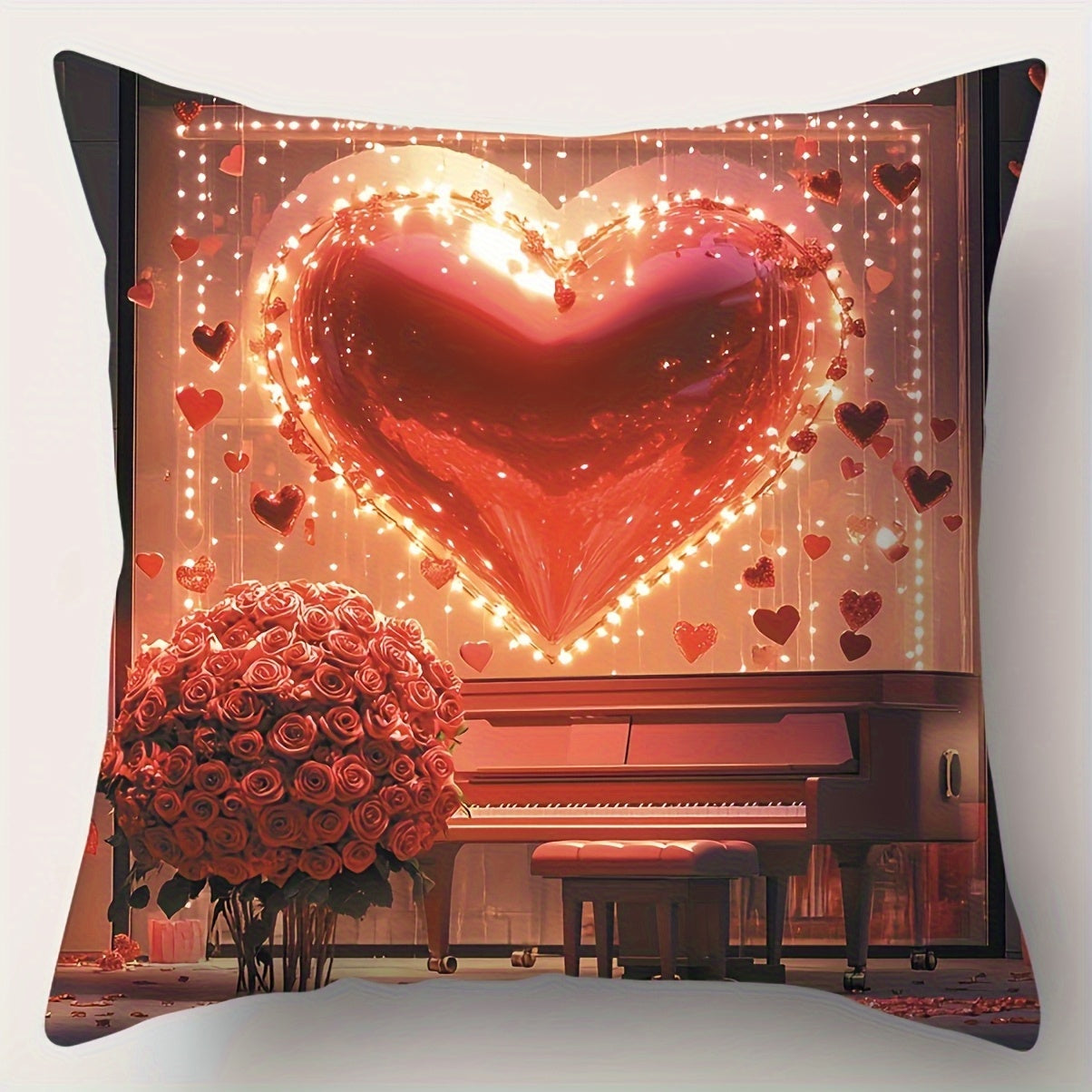4pcs Couple Love Pillow Covers, Single-Sided Print, 2D Printed Pillowcases, Soft Short Plush, Multiple Sizes, Machine Washable for Outdoor/Indoor Decor, Bedroom, Living Room, Sofa and Bed Decoration, Suitable for Daily Use/V-Day/Mother'S Day/Independence