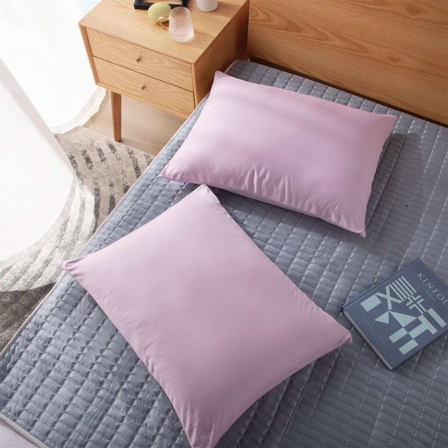 2pcs Cooling Pillowcase Set - Ultra-Soft, Moisture-Wicking & Hypoallergenic for Hair Pillow Covers - Hidden Zipper Closure Design - Ideal for Hot Sleepers in Summer Nights for Home, Guest Room, RV, Camper, Cabin, Travel and College Dorm Bedroom Decor and