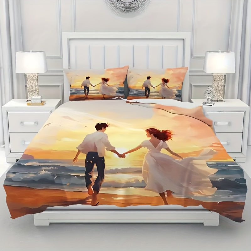 3pcs Customizable Photo Bedding Set, Breathable And Soft, Suitable for All Seasons, Ideal for Home Use, Gifts for Family And Friends, Perfect for Bedroom Decor, Dormitories, And RV Trips