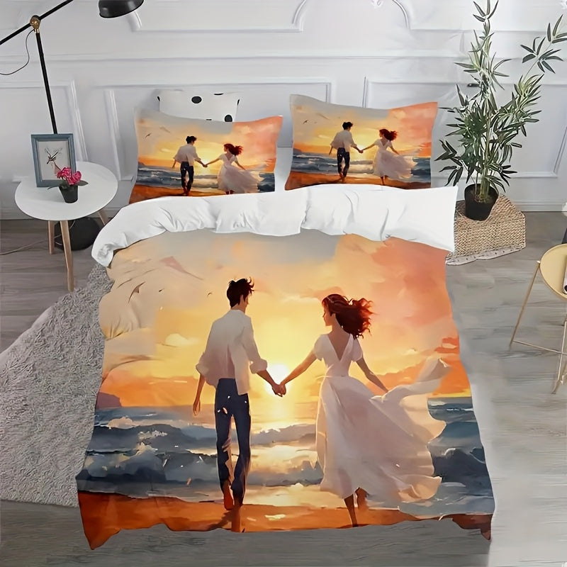 3pcs Customizable Photo Bedding Set, Breathable And Soft, Suitable for All Seasons, Ideal for Home Use, Gifts for Family And Friends, Perfect for Bedroom Decor, Dormitories, And RV Trips