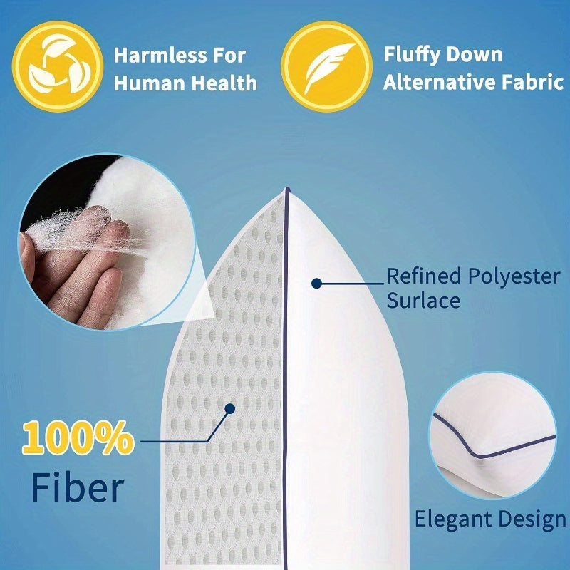 Set of 2 Cooling Bed Pillows - Hotel Quality Luxury Sleeping Pillows with Breathable Support, Elegant White Pillowcases for Home & Hotel Use - Durable Non- Fabric, Easy-Clean Design for Side/Back/Stomach Sleepers - Ideal for Couples & Guest Rooms, Pillows