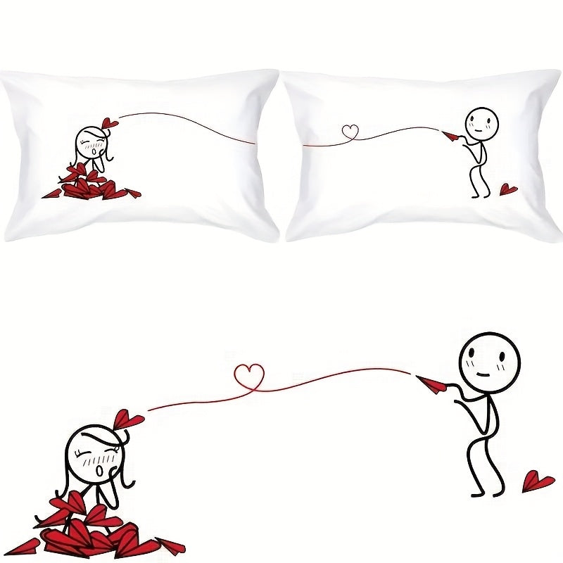 2pcs Ties Us Together Couple Pillowcases-Gifts for Him, Boyfriend, Husband, Anniversary, Christmas, Engagement, Gifts for Knitters, Halloween, Valentine Pillow Cover Romantic Home Decor